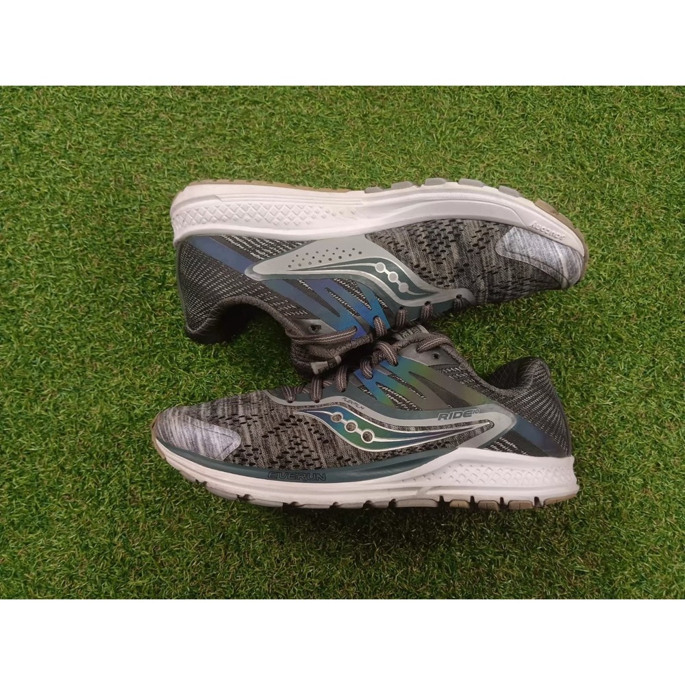 Saucony Ride 10 S10373-20 Womens 7.5 Running Shoes Gray Lace Up Athletic Sneaker